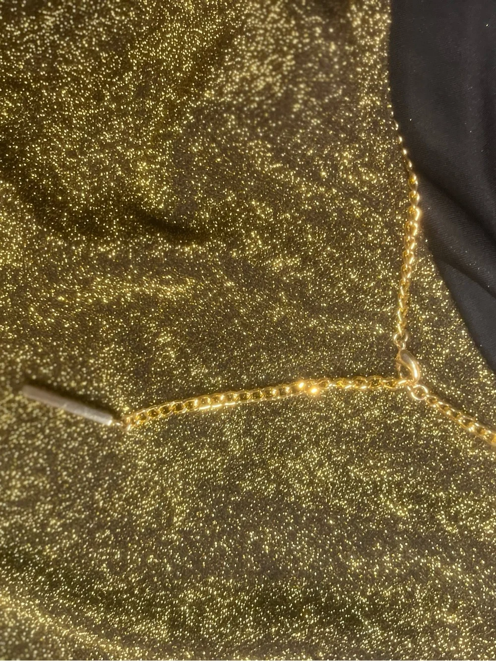Sz Xs Michael Kros Glitter Long-Sleeve Sheath Dress in Gold